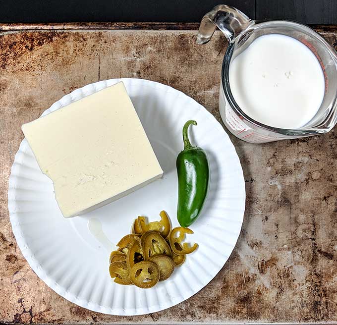 Mexican cheese dip with jalapeno ingredients