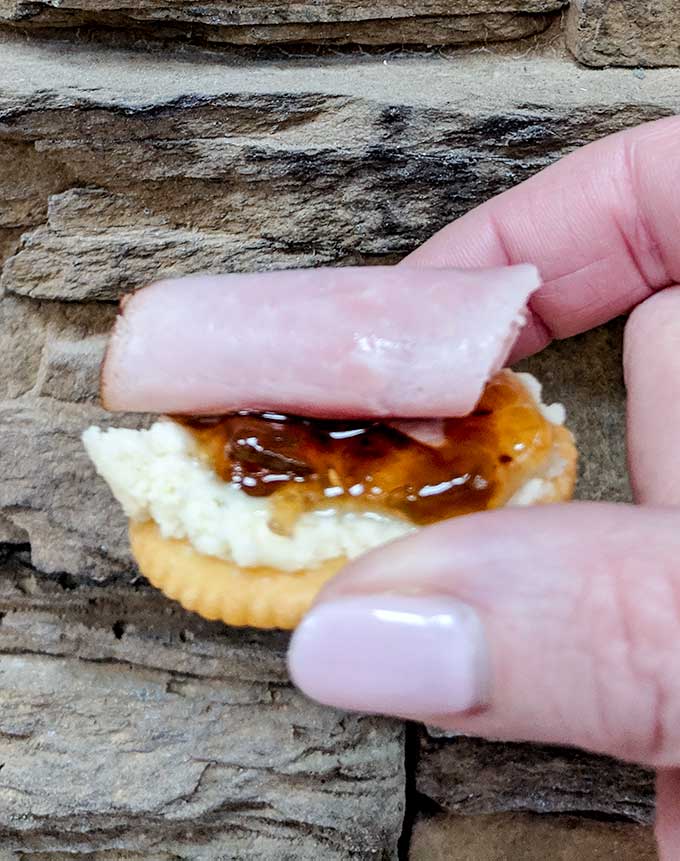 appetizers for kids cracker with cheese jelly and ham