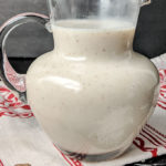 bechamel sauce and white sauce recipe in glass pitcher