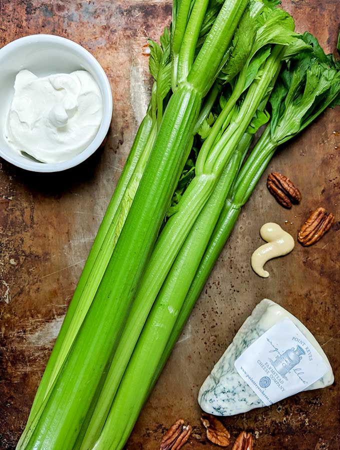 Ingredients for blue cheese stuffed celery