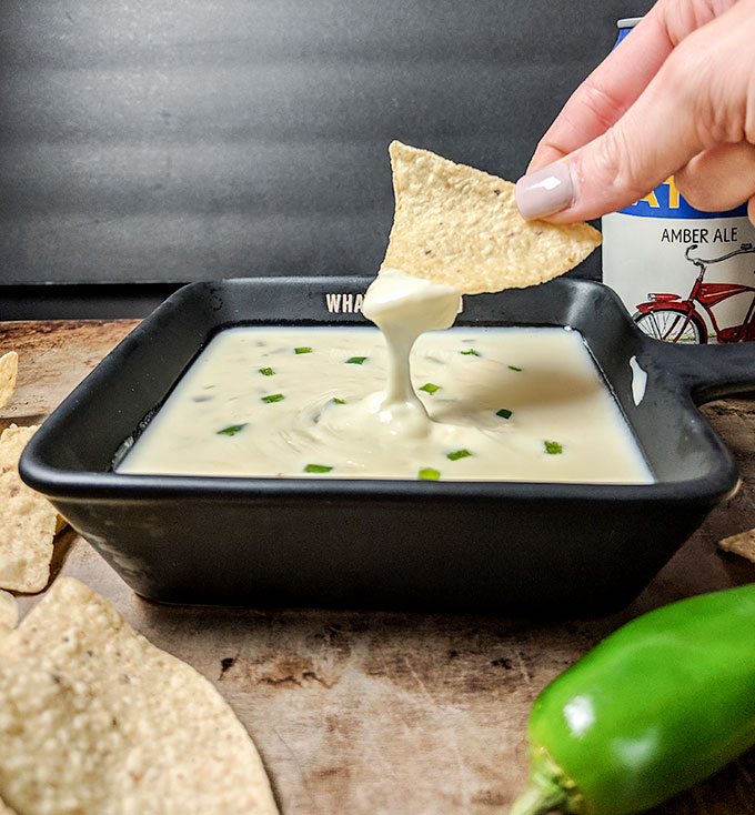 Mexican cheese dip with jalapenos perfect for chips