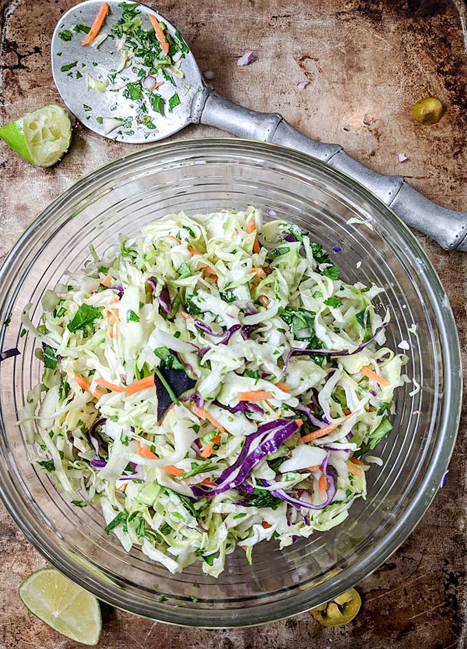 Tangy slaw for Baja fish tacos