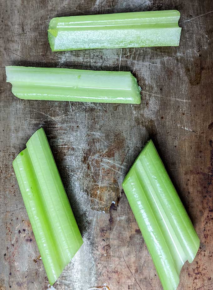 celery sticks cut in half
