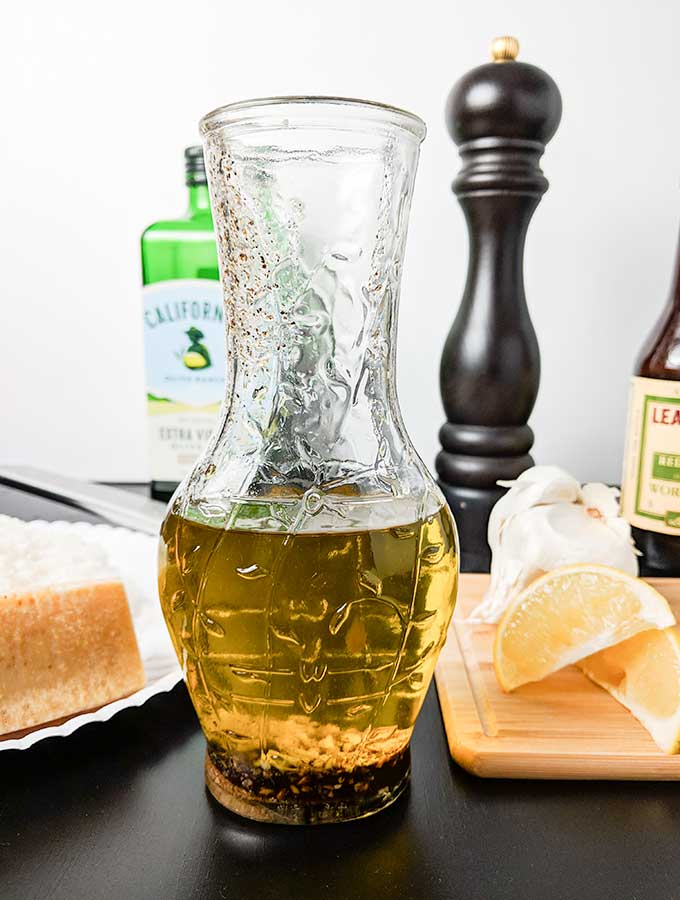 use a cruet to mix Caesar salad dressing