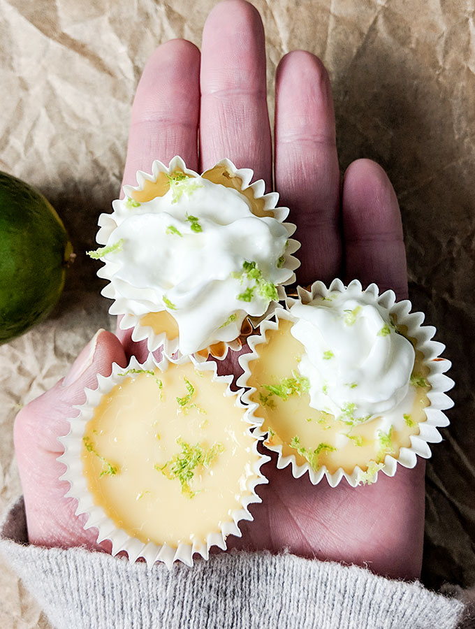 mini key lime pie bites finger food in hand