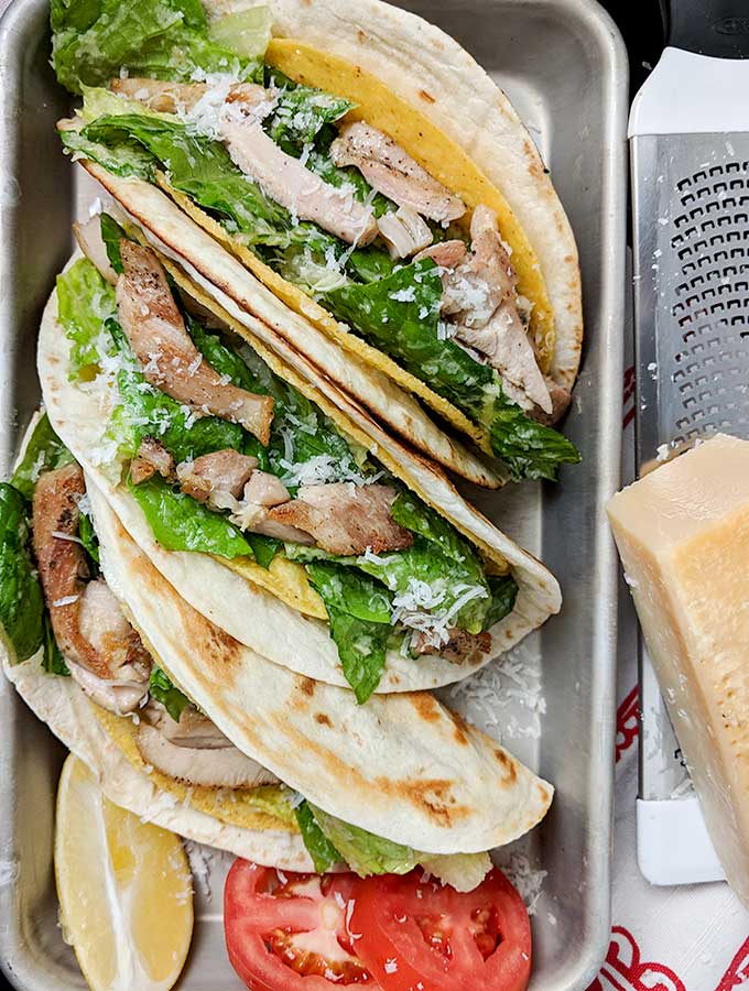 chicken Caesar wrap with caesar salad for on-the-go