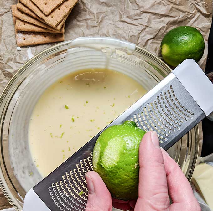 Lime zest for mini key lime pie bites