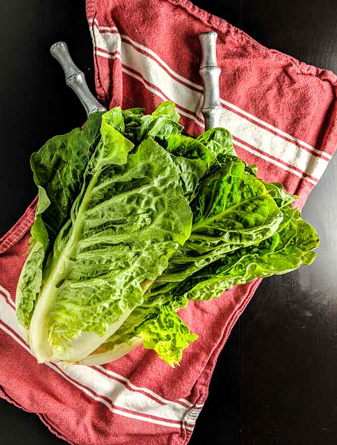 Caesar salad recipe without egg Romaine head