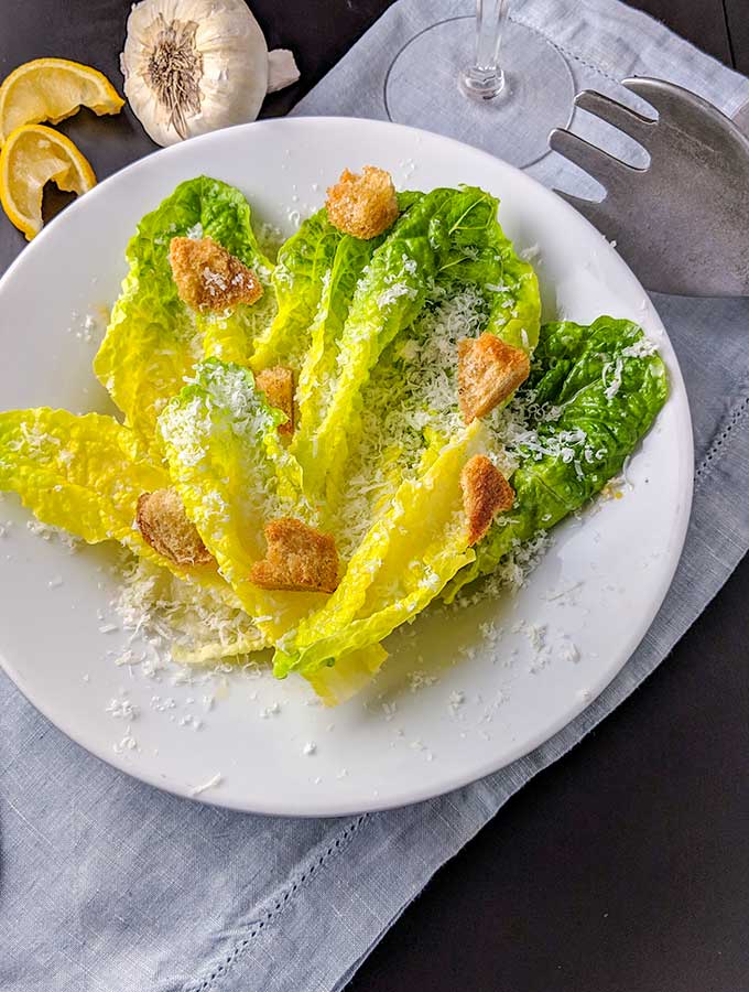 Caesar salad without egg plated