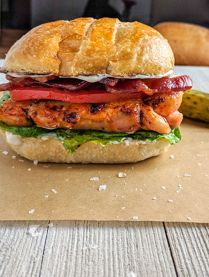 chicken caesar sandwich with bacon 