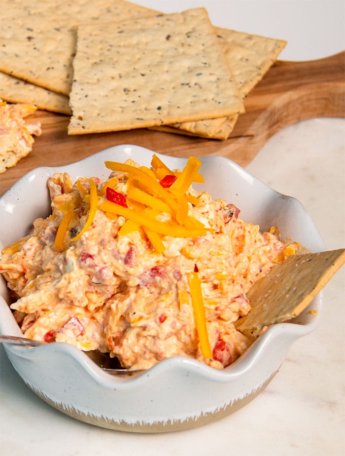 homemade pimento cheese dip recipe with crackers