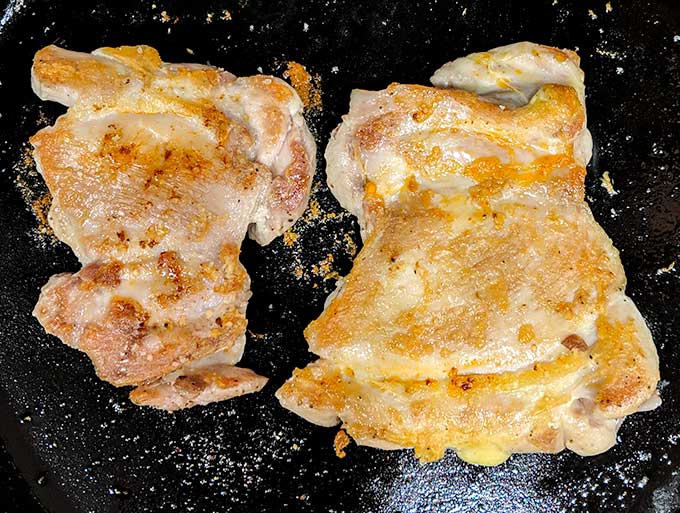 cooking chicken for chicken caesar sandwich with bacon