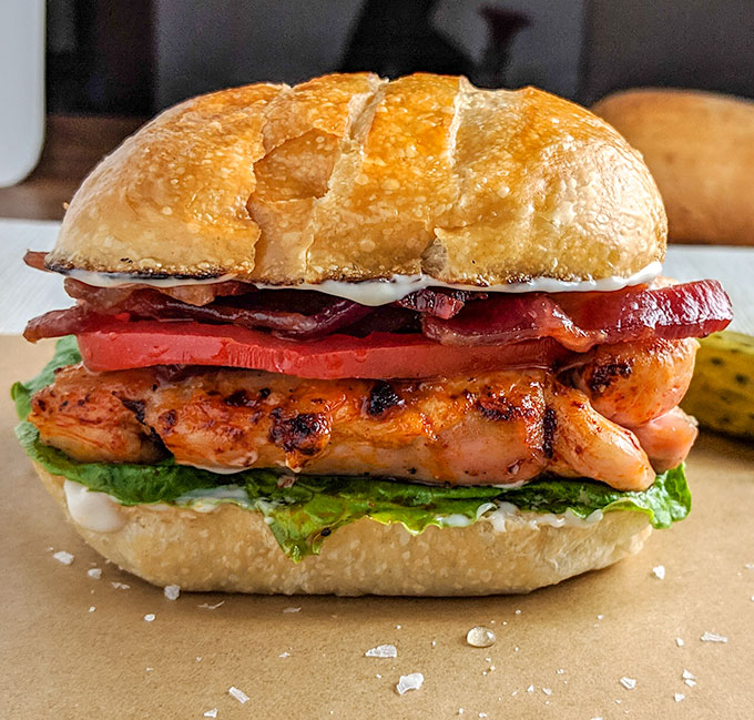 chicken caesar sandwich with bacon