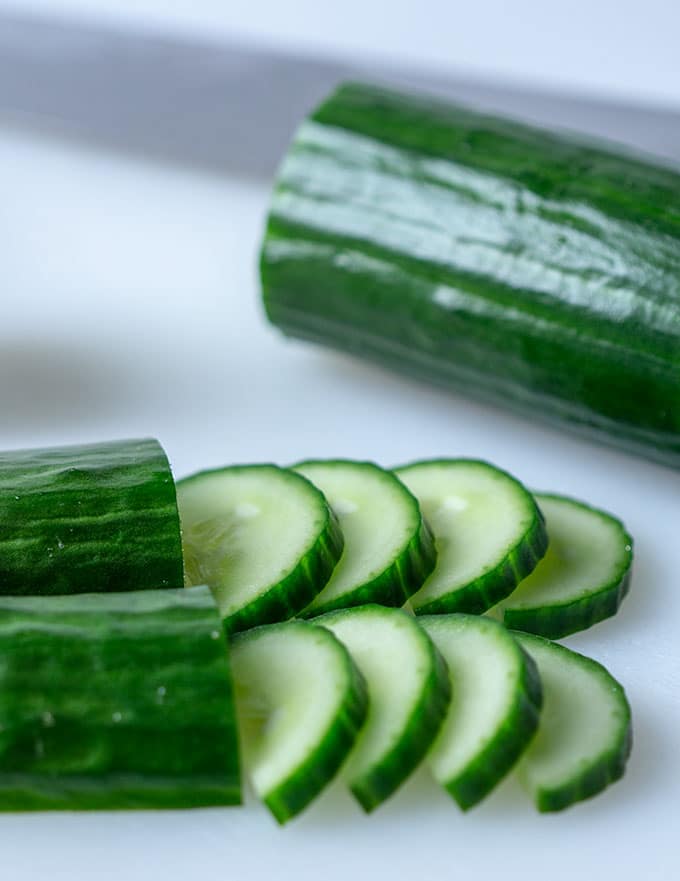 cucumbers for ahi poke bowl
