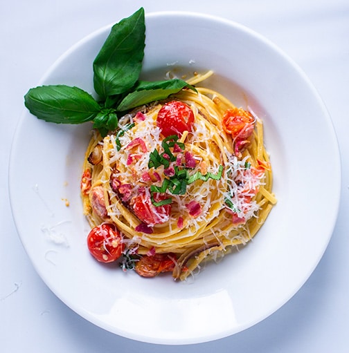 One pot pasta with basil