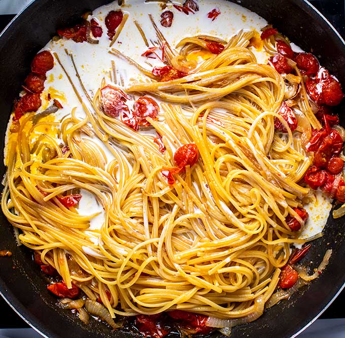 adding cream to one pot pasta recipe