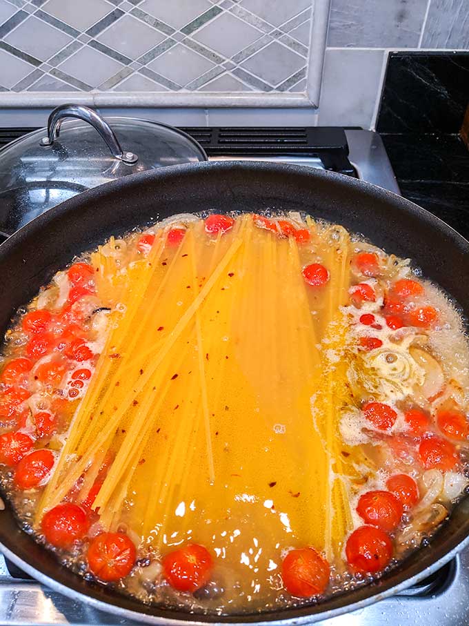 pasta in chicken broth for one pot pasta