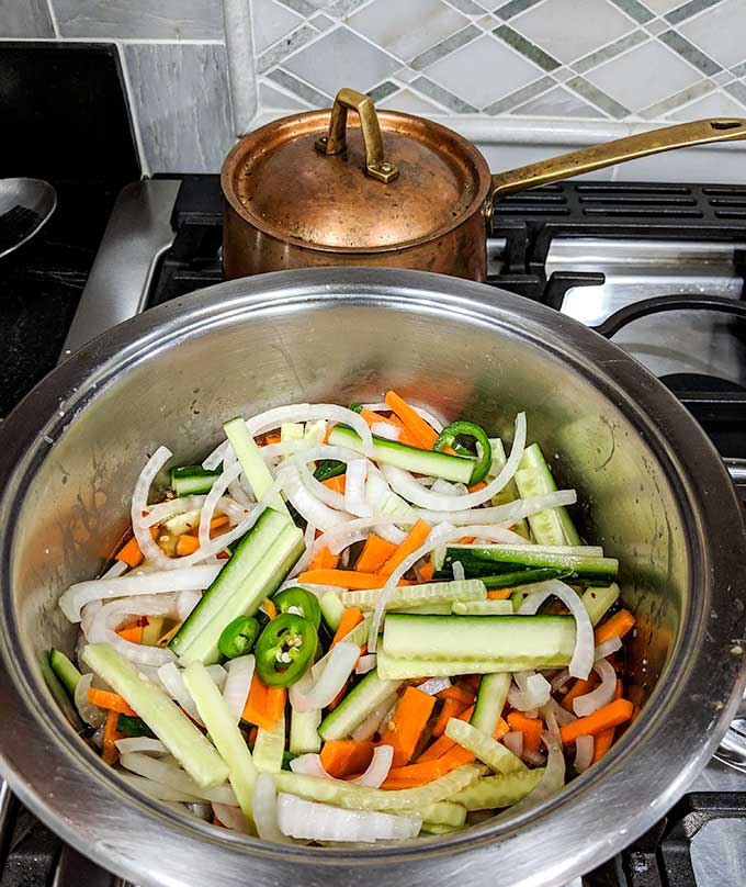 pickled vegetables before being boiled down