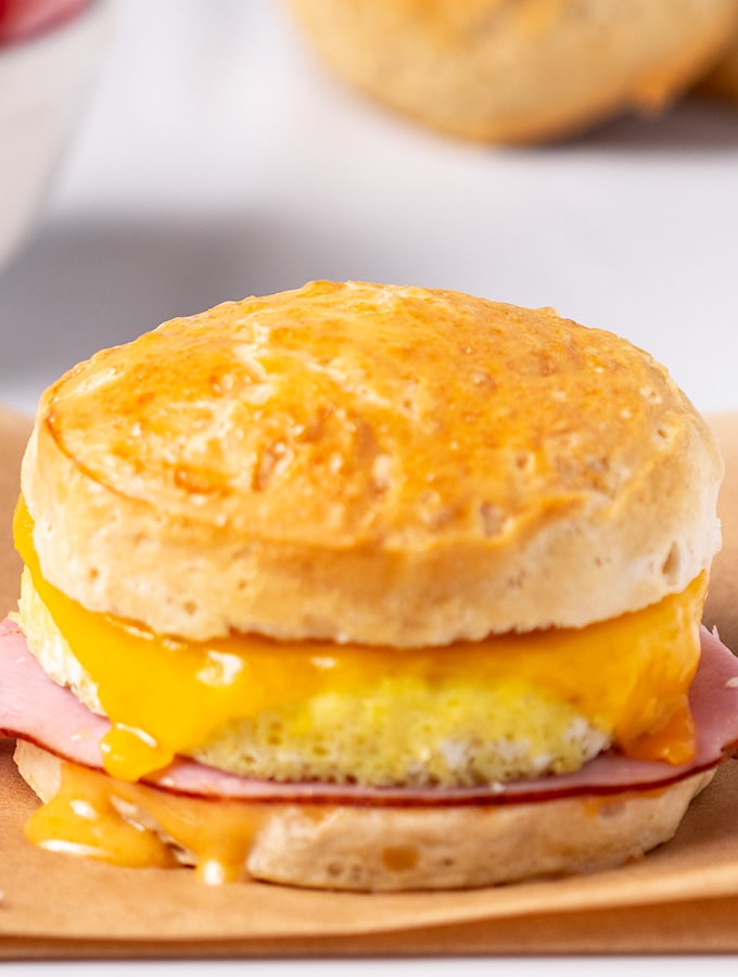 Make ahead breakfast sandwich with ham and cheese