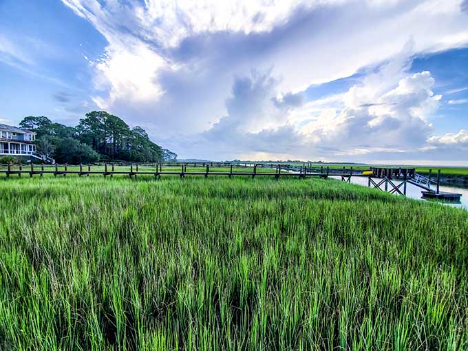 view from our dock on Seabrook Island South Carolina