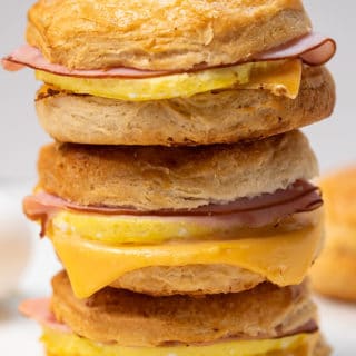 breakfast biscuit with ham and egg