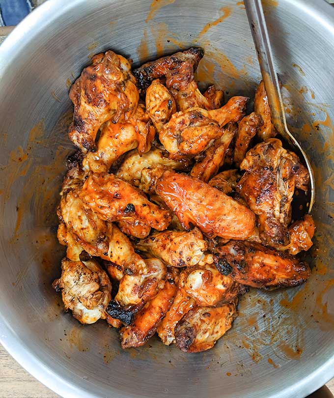 Grilled buffalo wings sauced