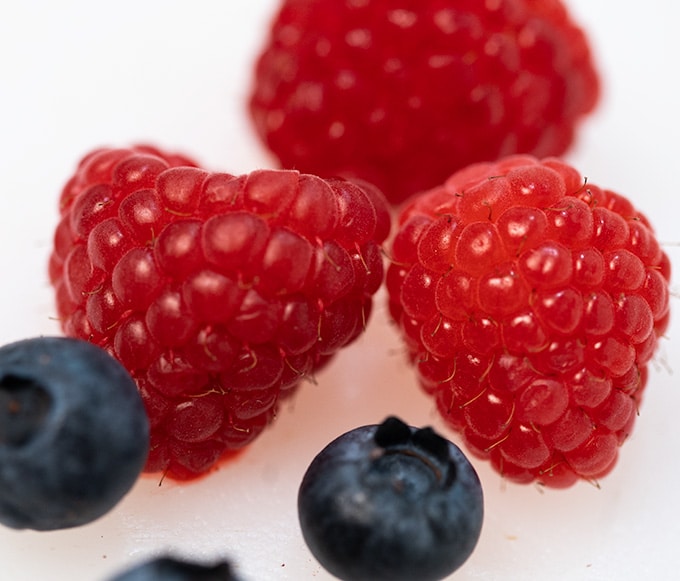 raspberries and blueberries close up