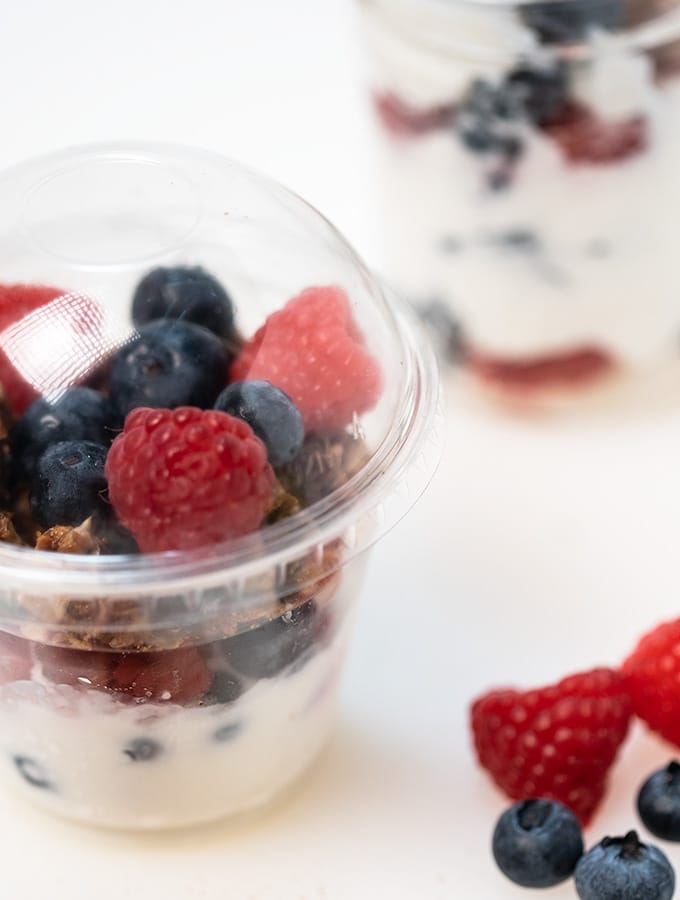 Greek yogurt parfait in to-go cup