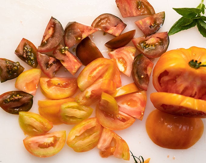 chopped heirloom tomatoes