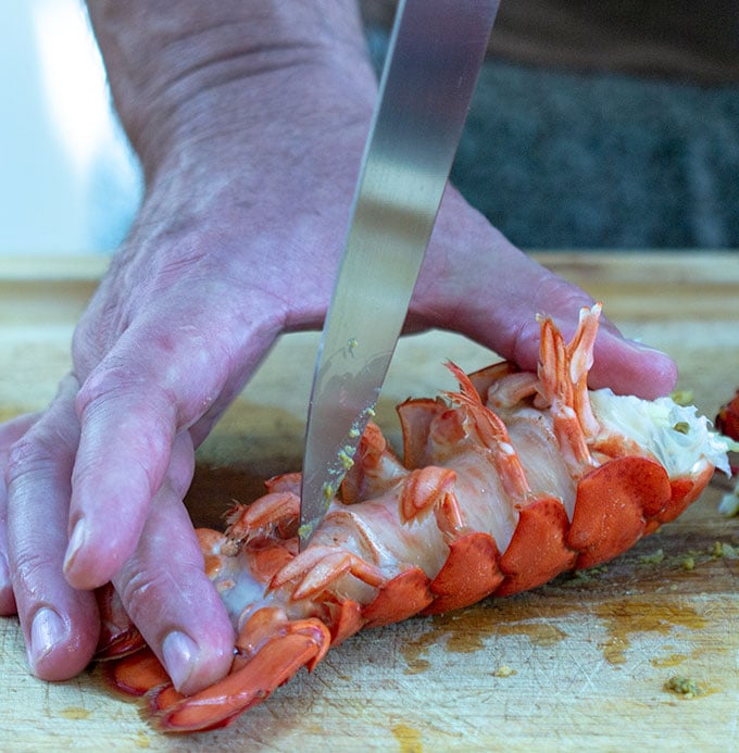 how to boil lobster cut tail