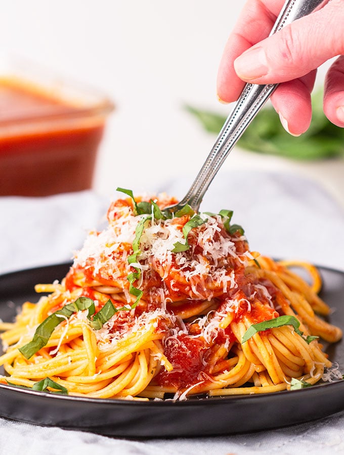 eating homemade spaghetti sauce recipe