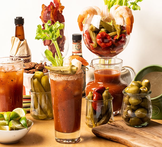 Bloody Mary bar with garnishes