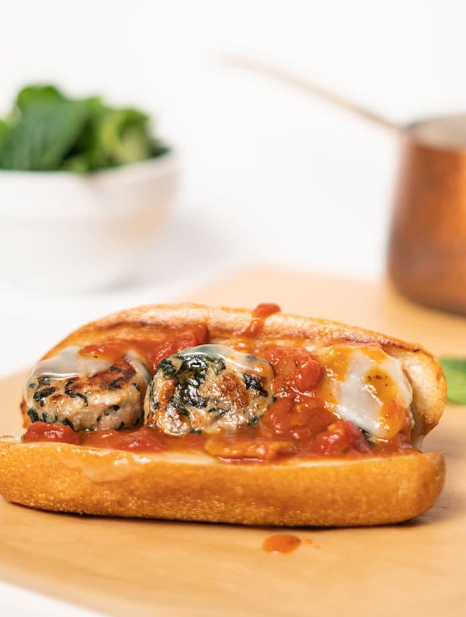 chicken meatball sub recipe from On The Go Bites