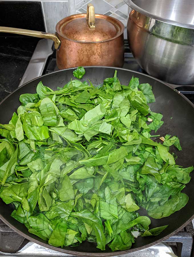 saute fresh spinach