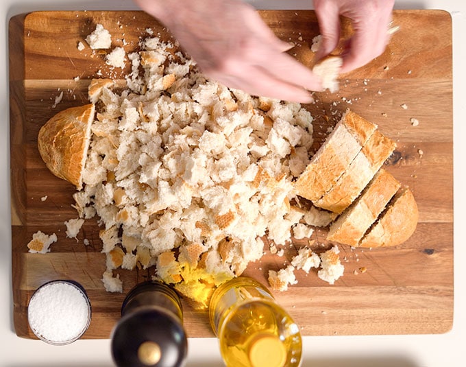 tear bread for homemade crouton recipe