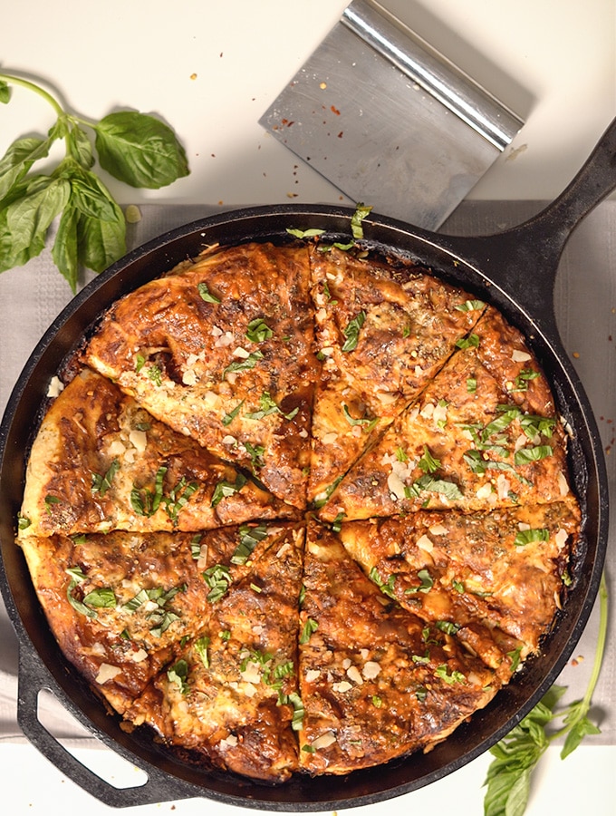 Easy Sausage Cast Iron Skillet Pizza - Serving Dumplings