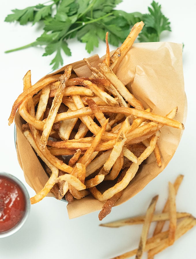 bucket of homemade French fries