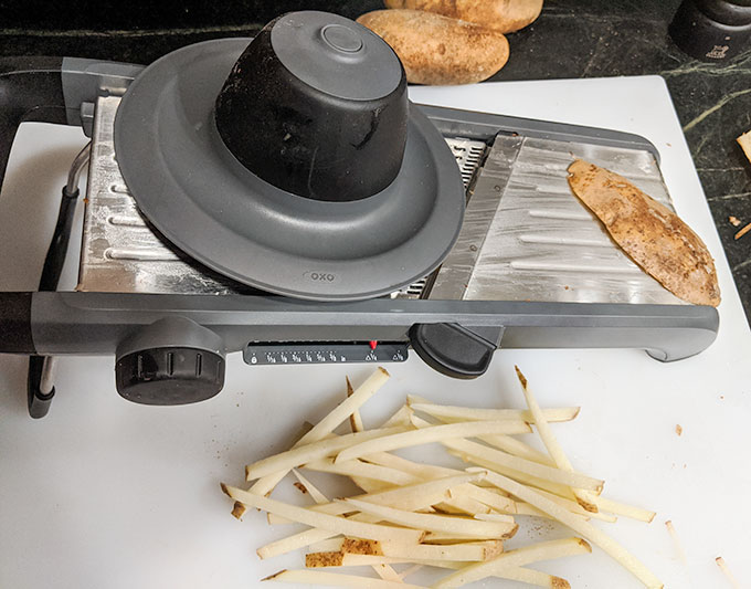 Classic cut French fries using mandoline