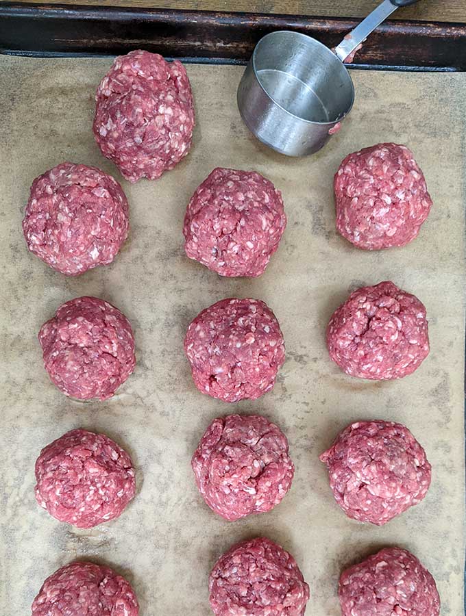 tray of meatballs for Five Guys burger recipe